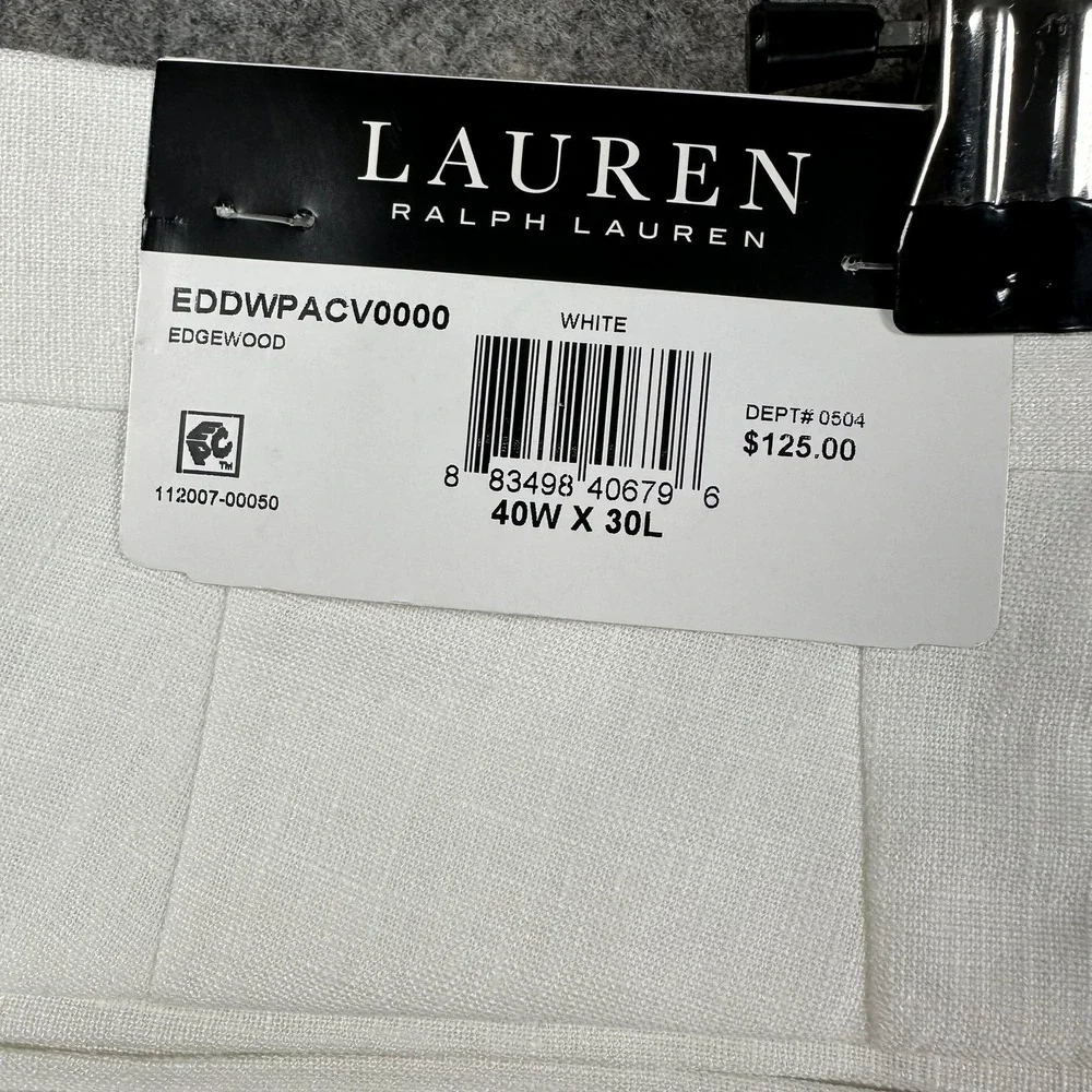 Lauren Ralph Lauren Linen Dress Pants Mens 40x30 White UltraFlex Classic Fit